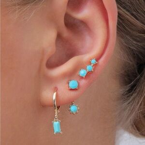 Gold & Blue 3 piece earring set